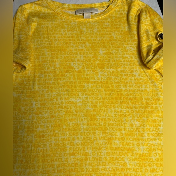 Michael Kohr yellow short sleeve with peace love logo print - Picture 3 of 4